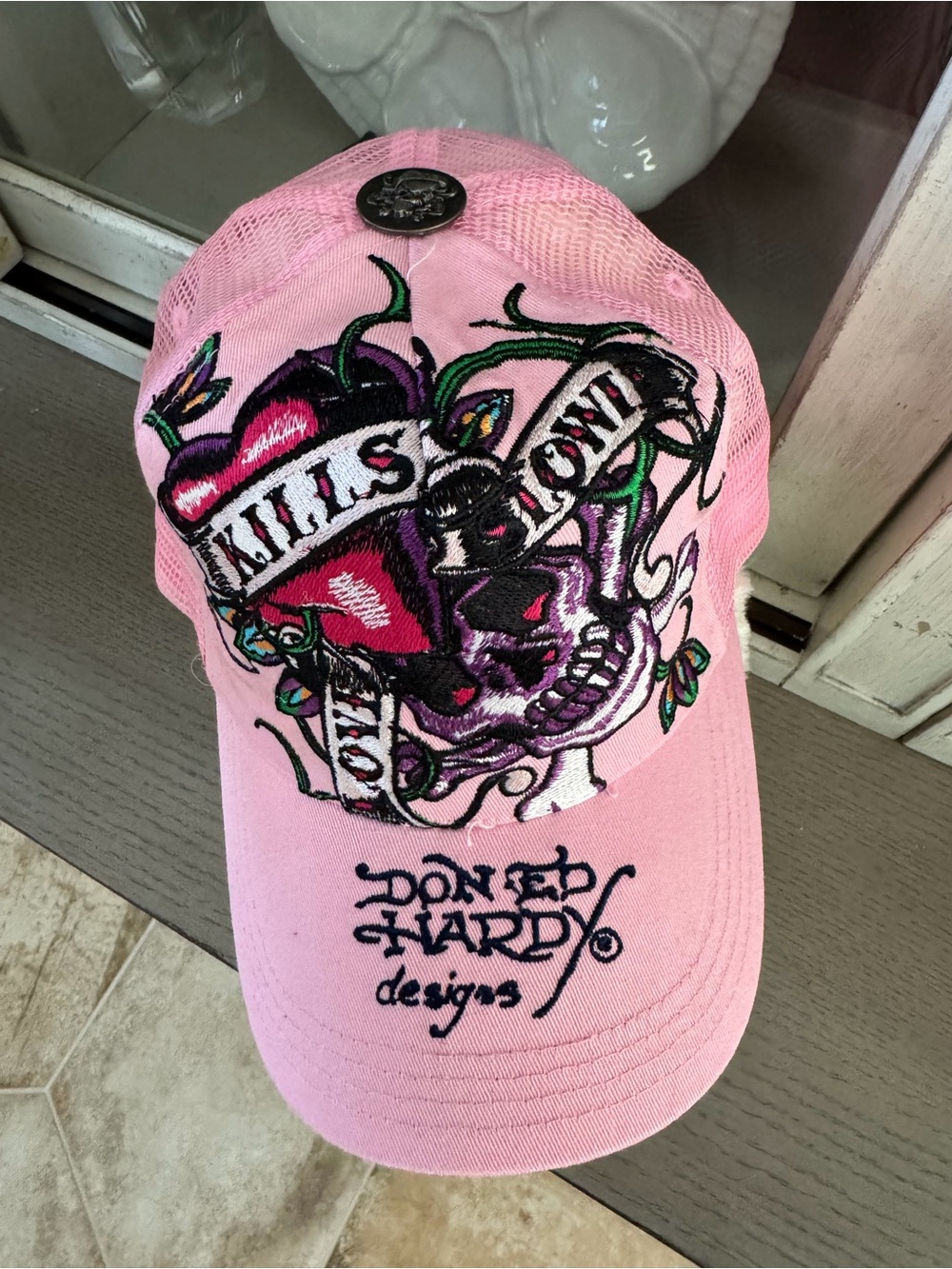 Ed Hardy Pink Embroidered Trucker Hat